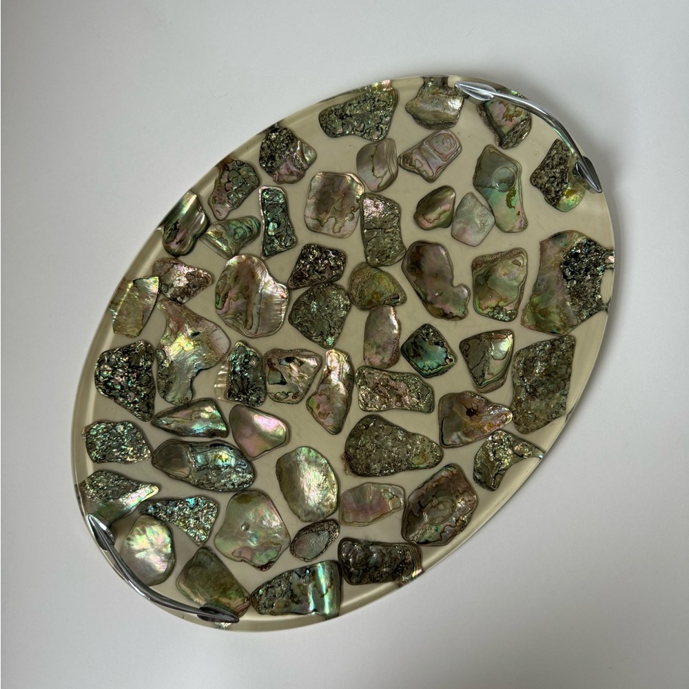 Large Vintage white abalone tray - Picture 4 of 9
